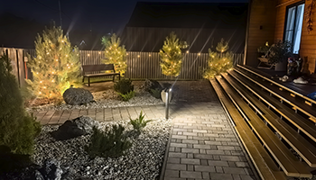 подсветка дорожки и ступеней у дома ландшафтное освещение