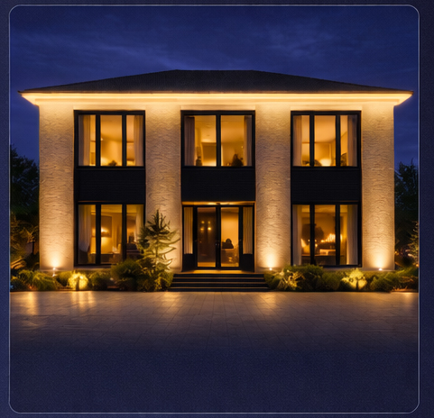 Заливная подсветка фасада здания