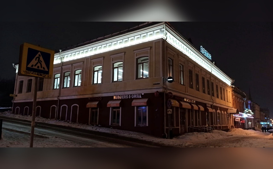 Подсветка бизнес центра в Ижевске